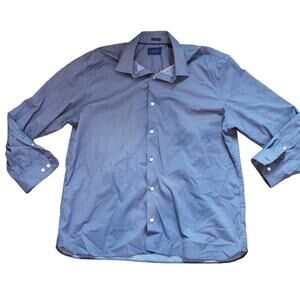 Fairlane Navy Blue White Polka Dot Long Sleeve Regular Fit Dress Shirt Size XXL